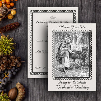 Vintage Red Riding Hood Wolf Geburtstagsparty Einladung