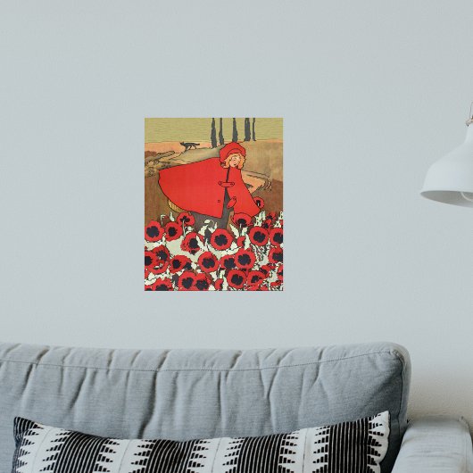 Vintage Red Riding Hood Wolf Poppy Blume Poster