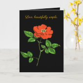 Vintage Red Rose Cartoon Style Cut Out Karte (Gelbe Blume)