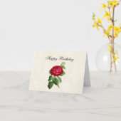 Vintage Red Rose Happy Birthday Karte (Gelbe Blume)