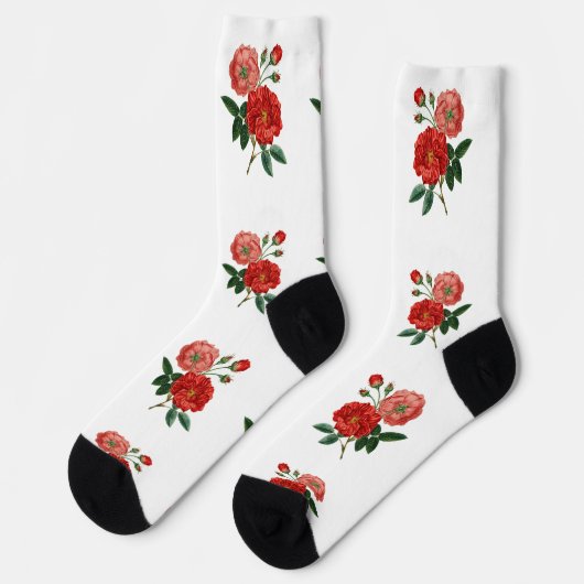 Vintage Red Rose Illustration Thunder_Cove Socken (Linkes Detail)