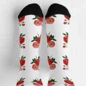 Vintage Red Rose Illustration Thunder_Cove Socken (Oben)