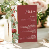 Vintage Red Rose Wedding Reception Dinner Card Menükarte