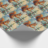 Vintage Red Squirrel Pine Tree Christmas Geschenkpapier (Ecke)