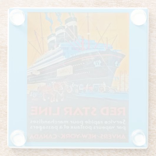 Vintage Red Star-Line Glasuntersetzer (Rückseite)