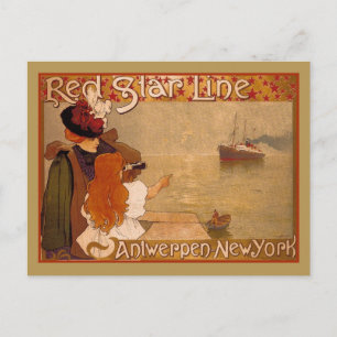 Vintage Red Star Line-Reisewerbung Postkarte