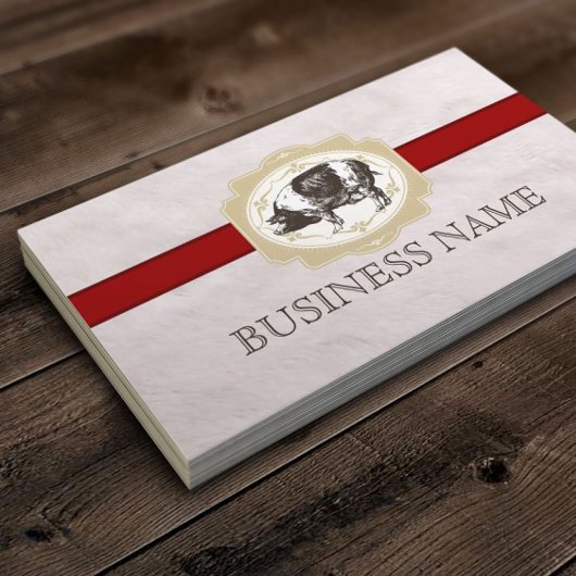 Vintage Red Strip Fur Texture Pig Business Card Visitenkarte