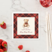 Vintage Red Tartan Teddy Bear Baby Shower Serviette (Beispiel)