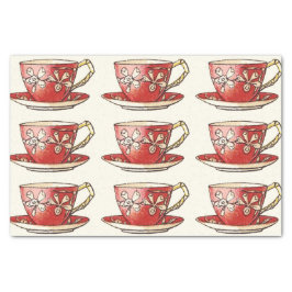 Vintage Red Teacups Seidenpapier