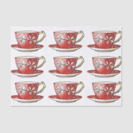 Vintage Red Teacups Seidenpapier
