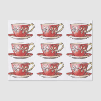 Vintage Red Teacups Seidenpapier