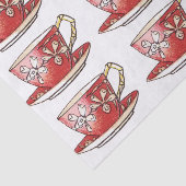 Vintage Red Teacups Seidenpapier (Ausschnitt)