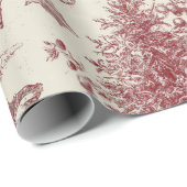 Vintage Red Toile Christmas Botanical - Holly Geschenkpapier (Rolleneckpunkt)