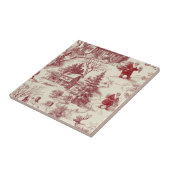 Vintage Red Toile Christmas Village - Santa Fliese (Seite)