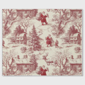 Vintage Red Toile Christmas Village - Santa Geschenkpapier (Flach)