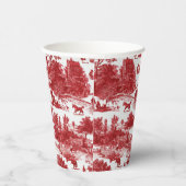 Vintage Red Toile Landscape (3) Pappbecher (Rechts)