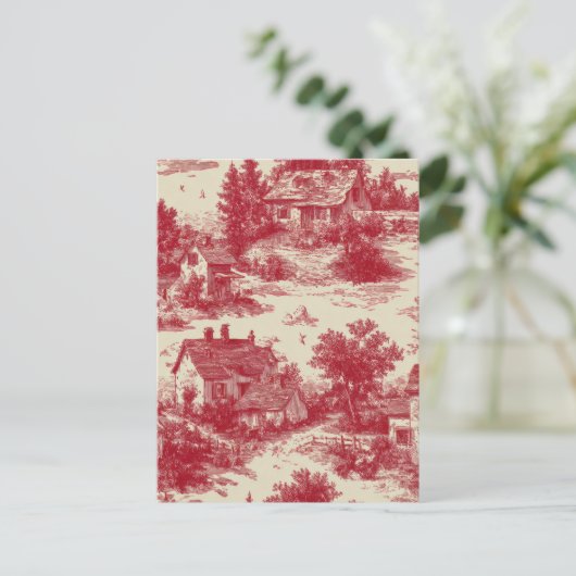Vintage Red Toile Landscape (7) Postkarte (Stehend Vorderseite)