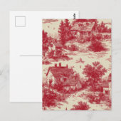 Vintage Red Toile Landscape (7) Postkarte (Vorne/Hinten)