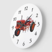 Vintage Red Tractor Engine Große Wanduhr (Winkel)