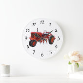 Vintage Red Tractor Engine Große Wanduhr (Zuhause)