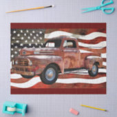 Vintage Red Truck American Flag Seidenpapier (Basteln)