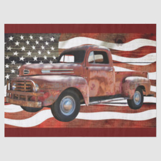 Vintage Red Truck American Flag Seidenpapier