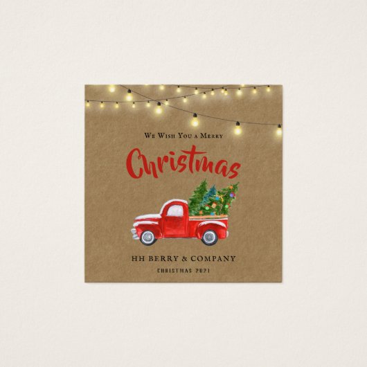 Vintage Red Truck and Tree Holiday Business Card (Vorderseite)