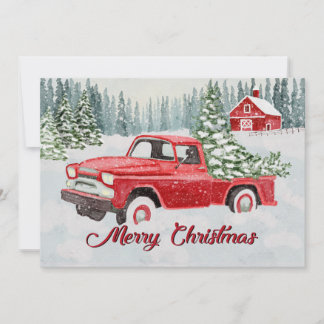 Vintage Red Truck Bringing Christmas Cheer in the Feiertagskarte