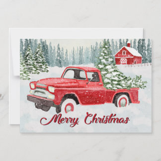 Vintage Red Truck Bringing Christmas Cheer in the Magneteinladung