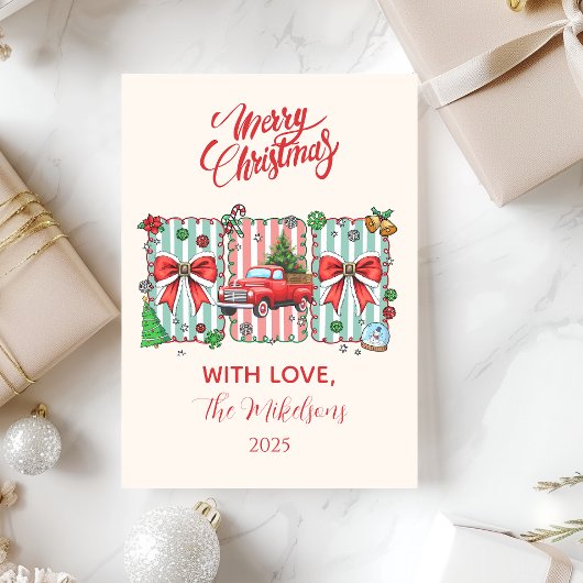 Vintage Red Truck Christmas Feiertagskarte