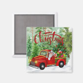 Vintage Red Truck Christmas Magnet (Vorderseite/Rückseite)