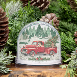 Vintage Red Truck Christmas Snow Globe Schneekugeln