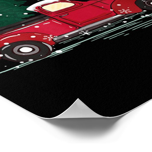 Vintage Red Truck Christmas Tree Poster (Ecke)