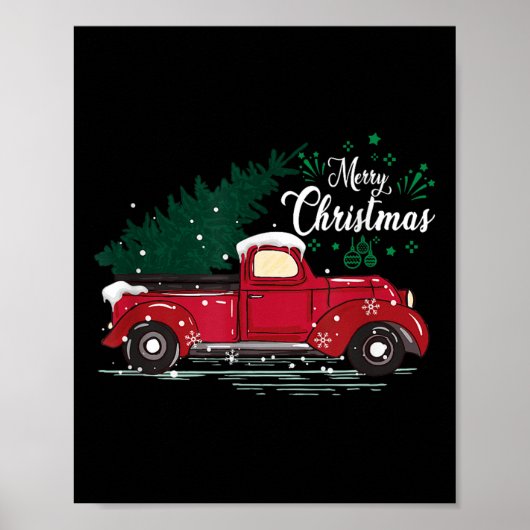 Vintage Red Truck Christmas Tree Poster (Vorne)