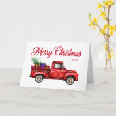 Vintage Red Truck Geschenke Bäume Frohe Weihnachte Karte (Gelbe Blume)