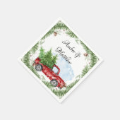 Vintage Red Truck Schnee Weihnachtsfeier Serviette (Ecke)