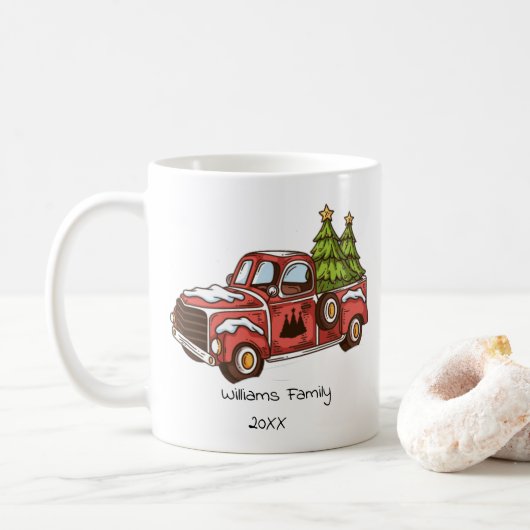 Vintage Red Truck Tasse (Mit Donut)