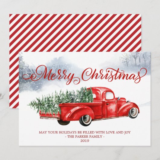 Vintage Red Truck Weihnachtskarte (Vorne/Hinten)