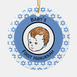 Vintage Redhead Baby's First Hanukkah Keramik Ornament