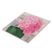 Vintage Redoute Pink Hydrangea Keramik Tile Fliese (Seite)