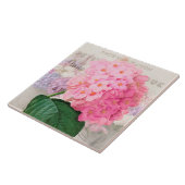 Vintage Redoute Pink Hydrangea Keramik Tile Fliese (Seite)
