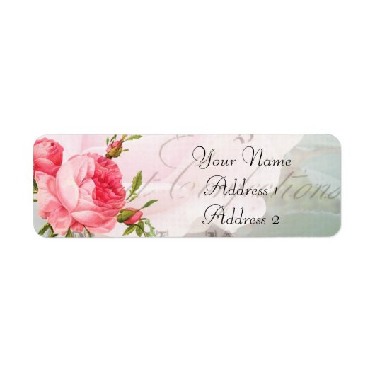 Vintage Redoute Rose Address Labels (Vorne)
