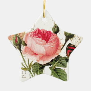 Vintage Redoute-Rose Keramikornament