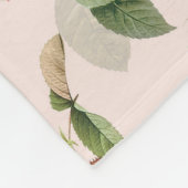 Vintage Redouté-Rose Muster pink Fleecedecke (Ecke)