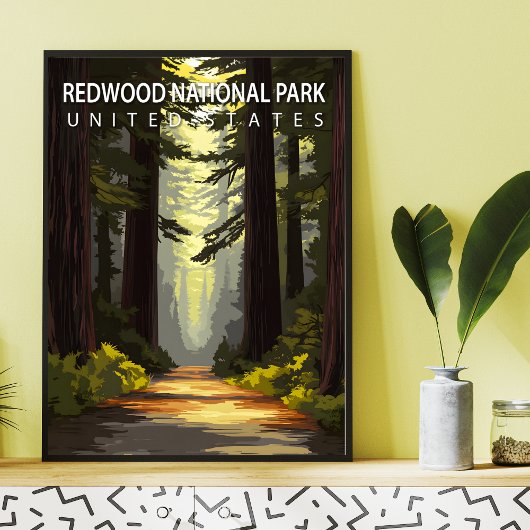 Vintage Redwood National Park – Majestic Forest Poster