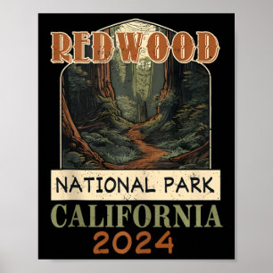 Vintage Redwood Nationalpark Kalifornien Wandern C Poster