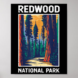 Vintage Redwood Nationalpark Retro Outdoor Camping Poster