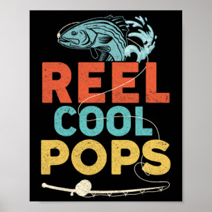 Vintage Reel Cool Pops Angeln Vatertag Fischer Poster