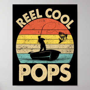 Vintage Reel Cool Pops Angeln Vatertag Fischer Poster