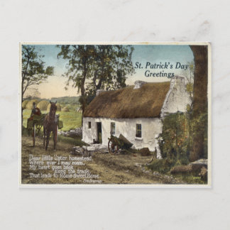 Vintage Reetdachhütte St. Patricks Day Postkarte